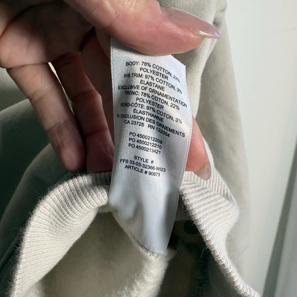 Aritzia TNA Cozy Fleece Perfect Crew Marcona Beige XS - Picture 7 of 14